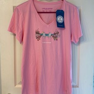 Life is good pink tee.  Size Large.  New with tags